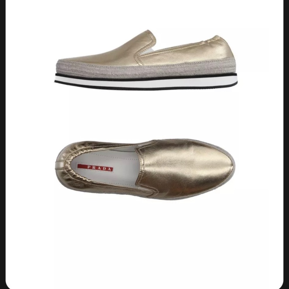 Prada sneakers gold size :40-USA9-9.5 platinum msrp:$700